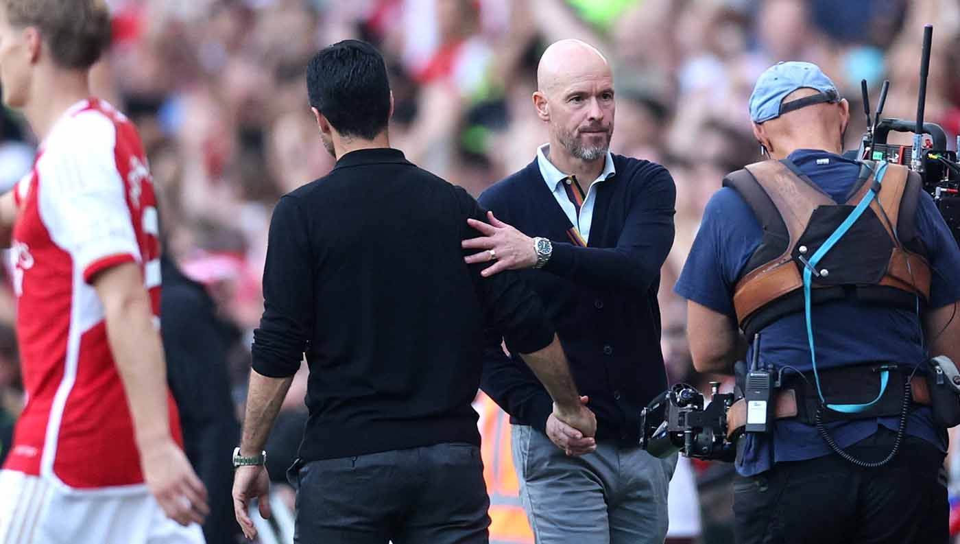 Pertandingan Liga Inggris antara Burnley vs Manchester United akan menentukan pemecatan Erik ten Hag. Zinedine Zidane dan Arne Slot mengantre siap menggantikan.(Foto: REUTERS/David Klein) Copyright: © REUTERS/David Klein