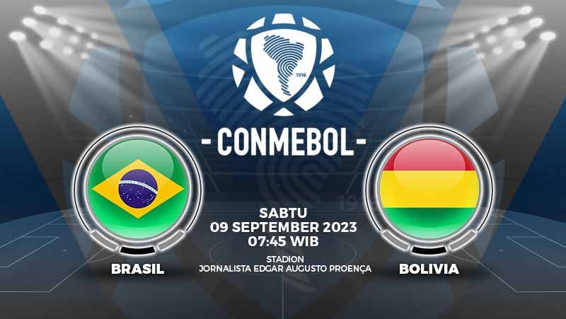 Simak link live streaming kualifikasi Piala Dunia 2026 antara Brasil vs Bolivia, Sabtu (09/09/23) pukul 07.45 WIB, di Estadion Estadual Jornalista Edgar Augusto. Copyright: © Grafis: Yuhariyanto/INDOSPORT
