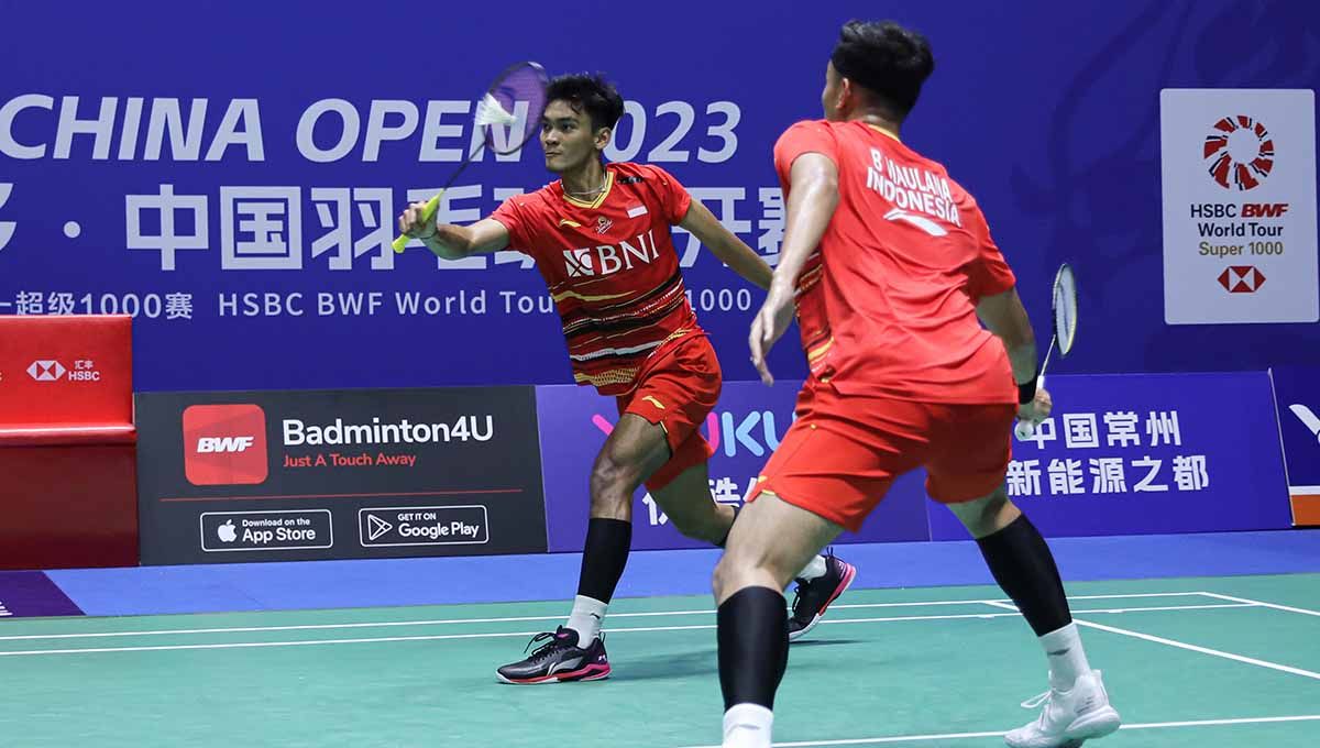 Pasangan ganda putra Indonesia, Bagas Maulana/Muhammad Shohibul Fikri di China Open 2023. (Foto: PBSI) Copyright: © PBSI