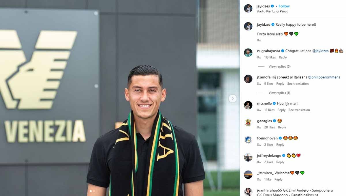 Jay Idzes, pemain Venezia FC yang dalam proses naturalisasi untuk bisa membela Timnas Indonesia. (Foto: Instagram@jayidzes) Copyright: © Instagram@jayidzes