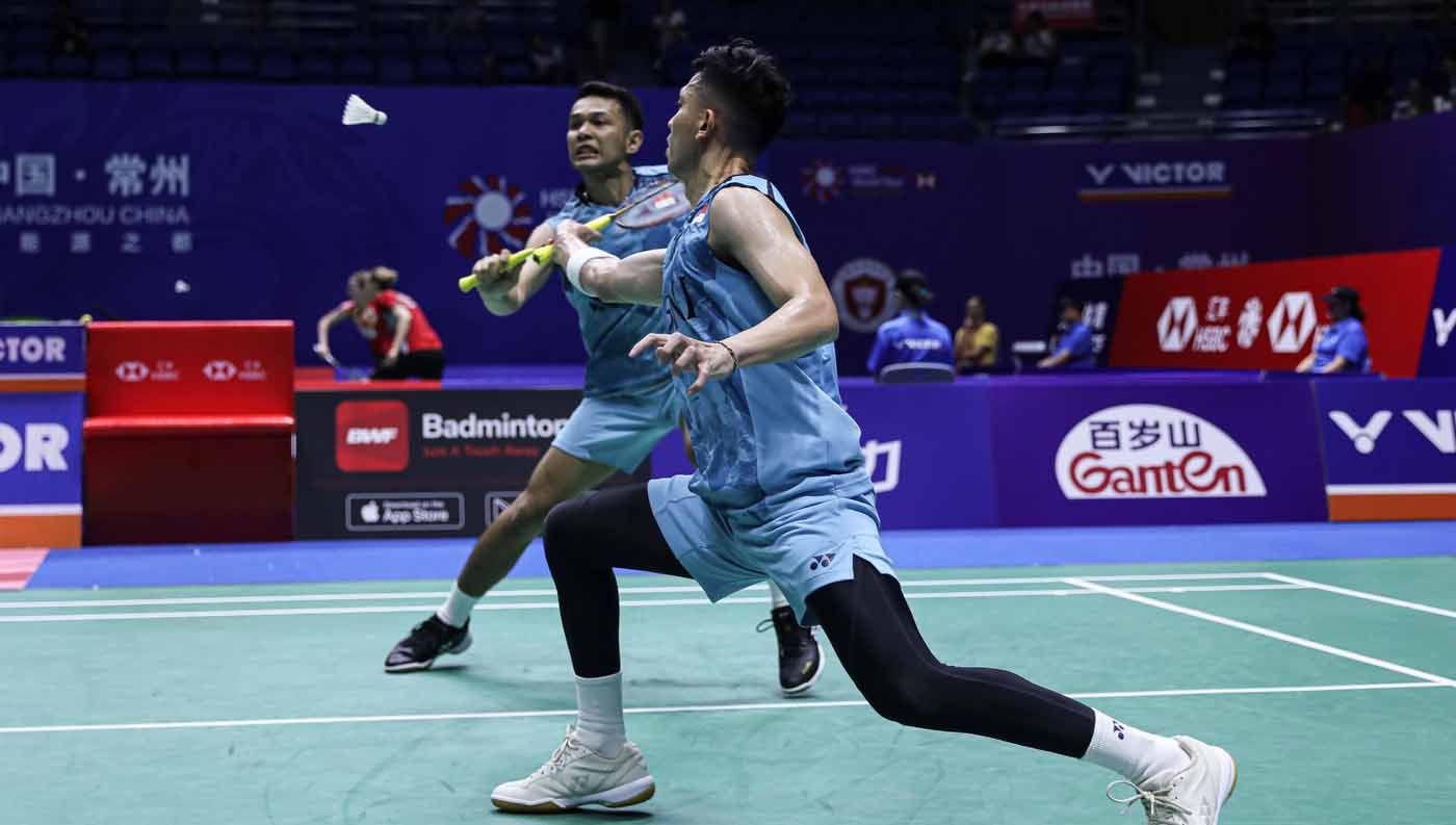 Pasangan ganda putra Indonesia, Fajar Alfian/Muhammad Rian Ardianto di China Open 2023. (Foto: PBSI) Copyright: © PBSI