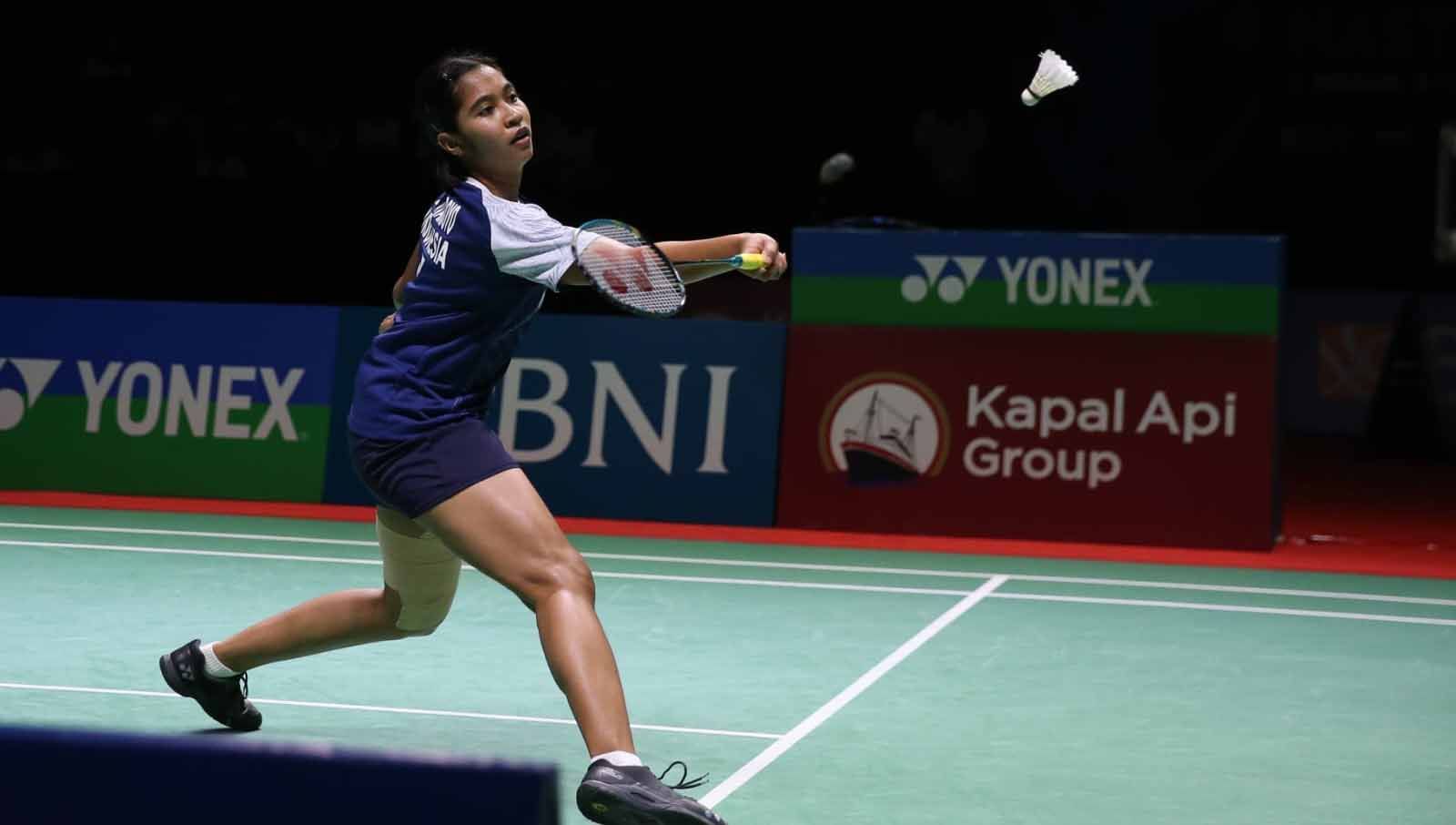 Ester Nurumi Tri Wardoyo berhasil melaju ke final Indonesia Masters 2023 usai mengalahkan unggulan ke-4 sesama atlet Pelatnas Indonesia, Komang Ayu Cahya Dewi. (Dok. PP PBSI) Copyright: © PP PBSI