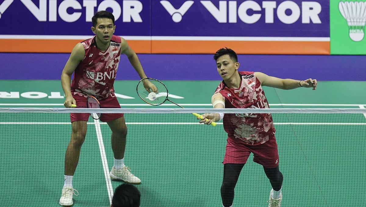 Pasangan ganda Putra Indonesia, Fajar Alfian/Muhammad Rian Ardianto, di turnamen Hong Kong Open 2023. (Foto: PBSI) Copyright: © PBSI