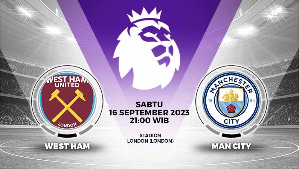 Prediksi West Ham vs Manchester dalam Liga Inggris 2023/2024 yang tersaji di London Stadium, Sabtu (14/09/23) pukul 21.00 WIB. Copyright: © Grafis: Yuhariyanto/INDOSPORT