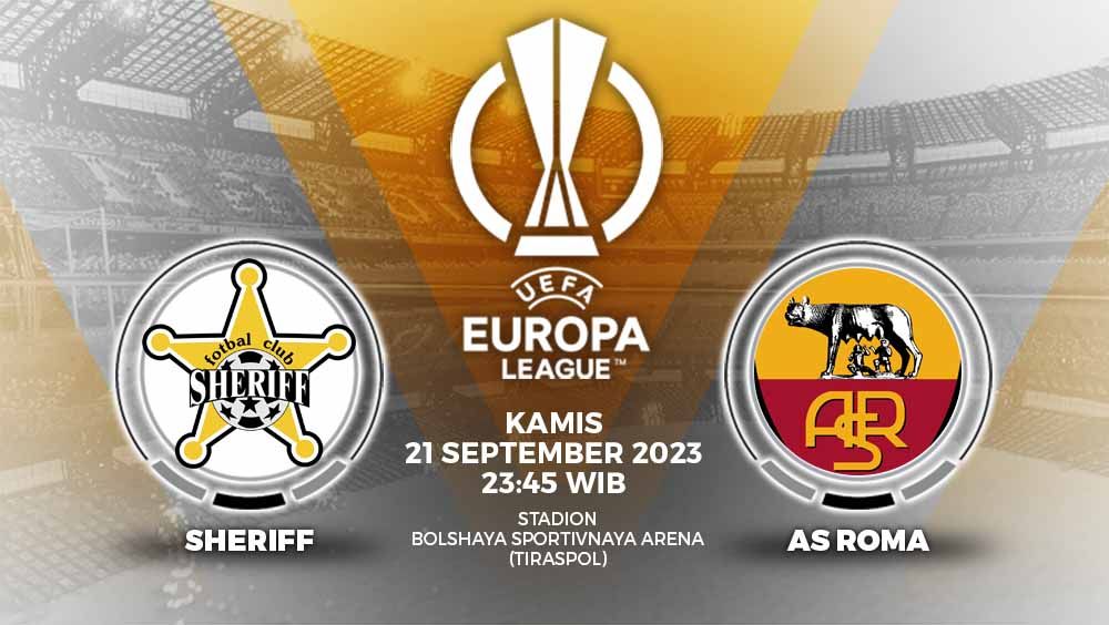 Link live streaming Sheriff Tiraspol vs AS Roma dalam matchday pertama Grup G Liga Europa 2023/2024, Kamis (21/9/23), pukul 23.45 WIB, tersedia di Vidio. Copyright: © Grafis: Yuhariyanto/INDOSPORT