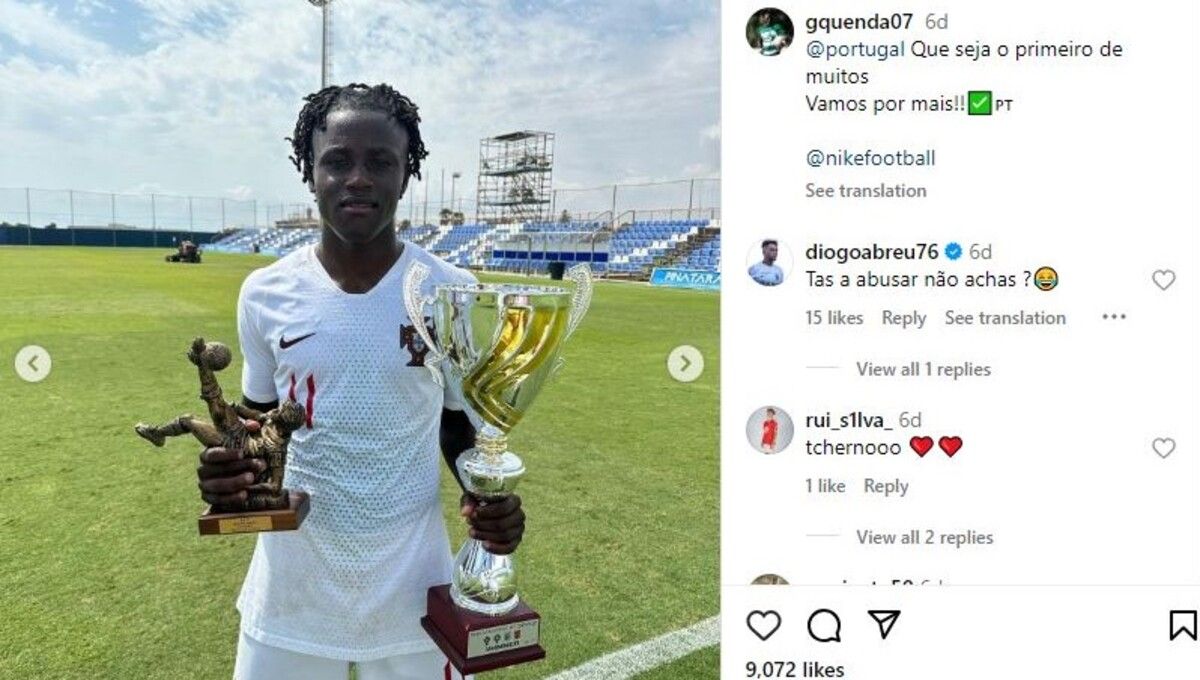 Geovany Quenda, pemain Timnas Portugal U-17 yang disebut mirip Rafael Leao (Foto: Instagram @gquenda07) Copyright: © Foto: Instagram @gquenda07