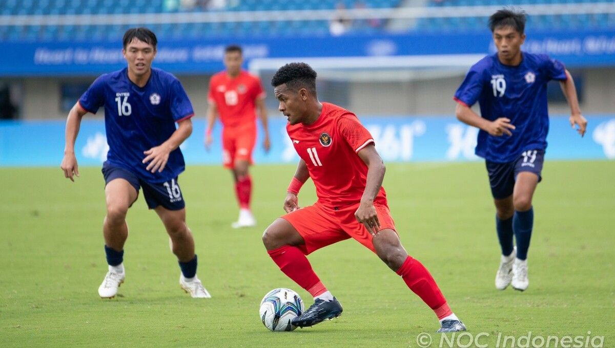 Ramai Rumakiek saat membela Timnas Indonesia U-24 vs Chinese Taipei di Asian Games 2022 Hangzhou, Kamis (21/09/23) (Foto: NOC Indonesia) Copyright: © NOC Indonesia