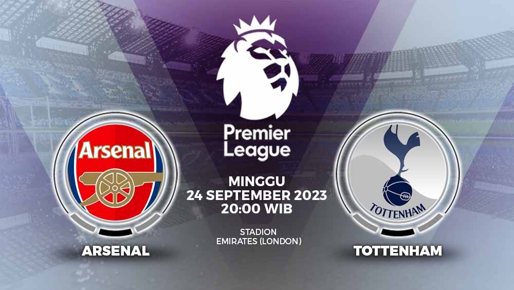 Prediksi Arsenal vs Tottenham Hotspur pada pekan ke-6 Liga Inggris (Premier League) 2023/2024 pada hari Minggu (24/09/23) pukul 20.00 WIB. Copyright: © Grafis: Yuhariyanto/INDOSPORT
