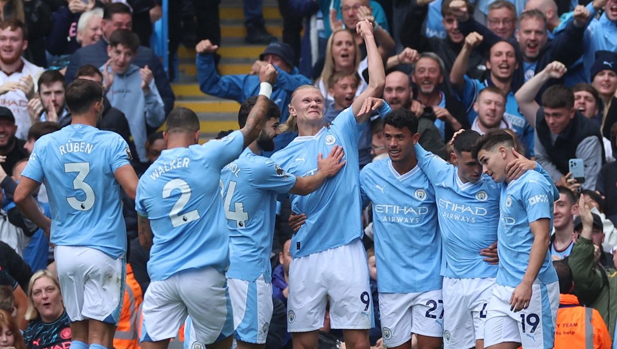 Hasil pertandingan Liga Inggris (Premier League) 2023/2024 antara Manchester City vs Nottingham Forest yang berakhir kemenangan tuan rumah dengan skor 2-0. Copyright: © REUTERS/Phil Noble