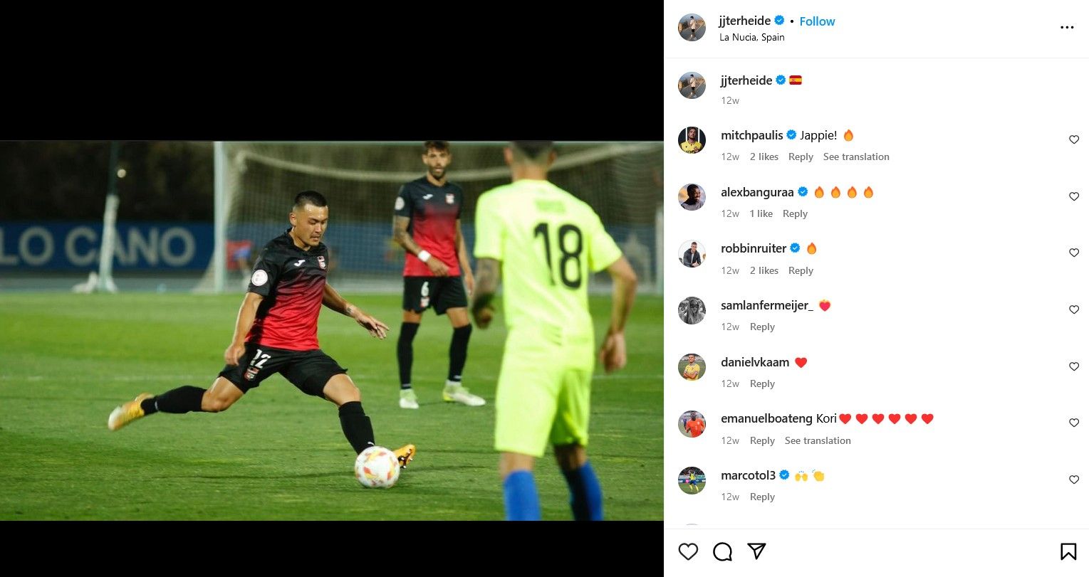 Jesper ter Heide di La Nucia bermain dalam kompetisi kasta keempat Liga Spanyol. Copyright: © Instagram: jjterheide
