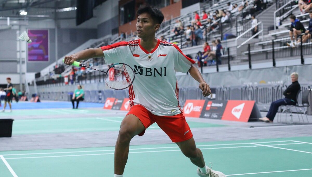 Pebulu tangkis tunggal putra Indonesia, Muhammad Reza Al Fajri saat tampil di Piala Suhandinata 2023 (Foto: PBSI) Copyright: © PP PBSI