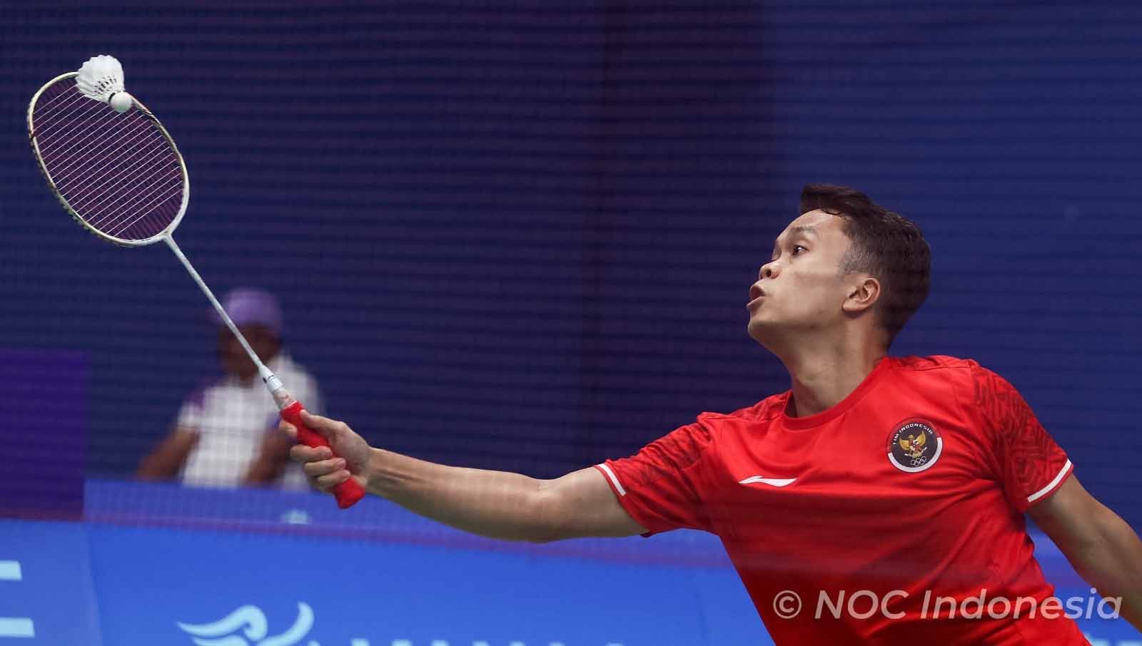 Tunggal putra Indonesia, Anthony Sinisuka Ginting di Asian Games (Foto: NOC Indonesia / Naif Al'as) Copyright: © NOC Indonesia/Naif Al’As