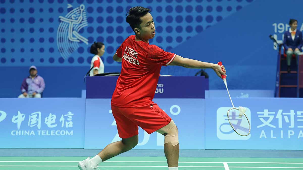 Tunggal putra Indonesia, Anthony Sinisuka Ginting di Asian Games 2022. (Foto: PBSI) Copyright: © PBSI