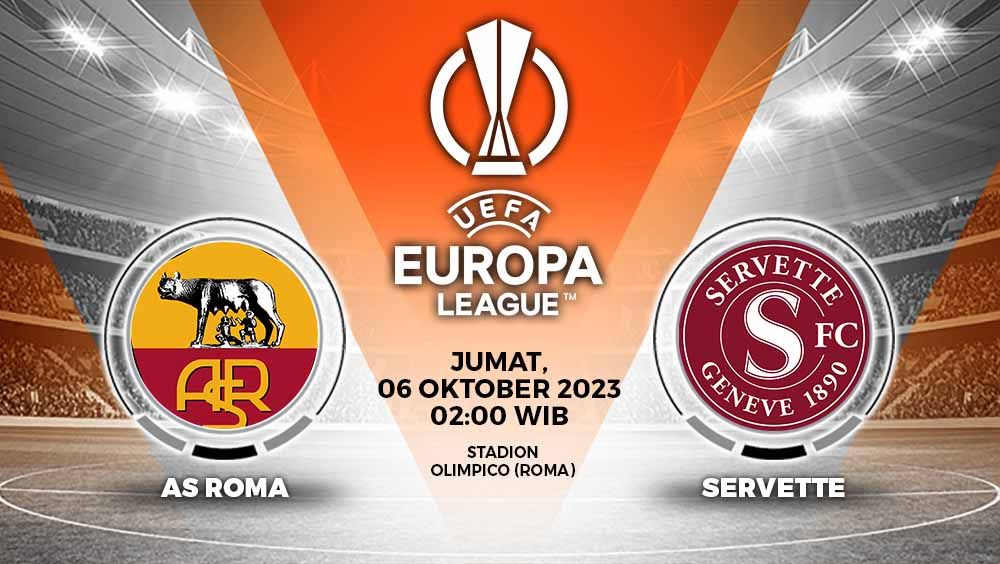 Link live streaming AS Roma vs Servette FC di matchday kedua Grup G Liga Europa 2023/2024, Jumat (6/10/23) pukul 02.00 WIB, tersedia di Vidio sebagai berikut. Copyright: © Grafis: Yuhariyanto/INDOSPORT