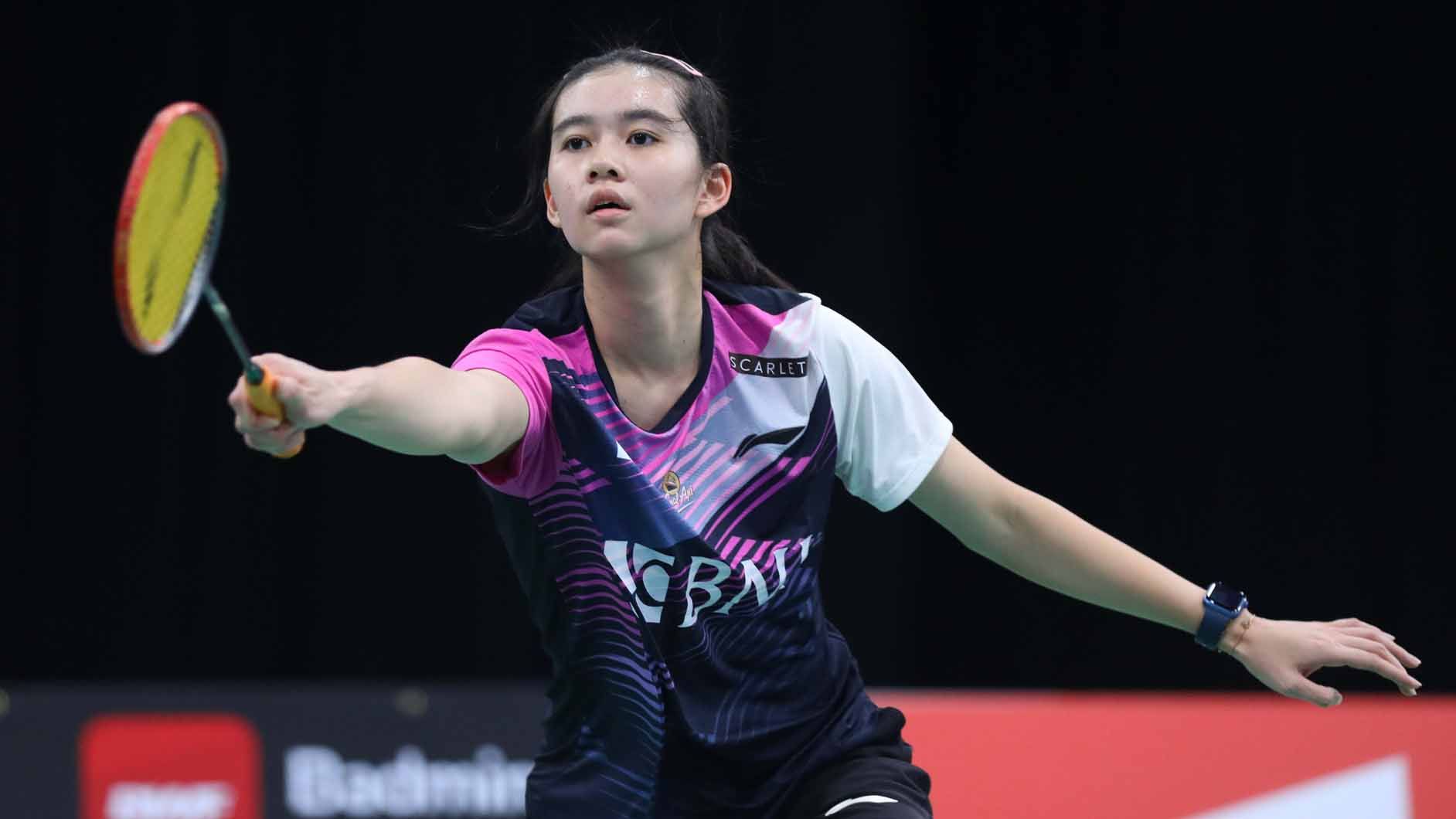 Tunggal putri Indonesia, Chiara Marvella Handoyo di ajang BWF World Junior Championships 2023. (Foto: PBSI) Copyright: © PBSI