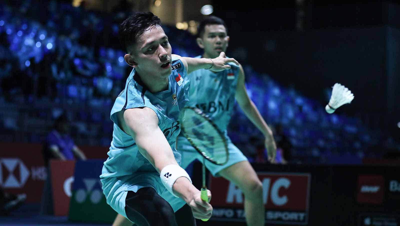 Fajar Alfian dan Muhammad Rian Ardianto mengungkapkan betapa beratnya pertandingan bulutangkis China Masters 2023 melawan Keiichiro Matsui/Yoshinori Takeuchi. Copyright: © PBSI