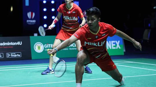 Pasangan ganda campuran Indonesia, Dejan Ferdinansyah/Gloria Emanuelle Widjaja di laga French Open 2023. (Foto: PBSI) Copyright: © PBSI