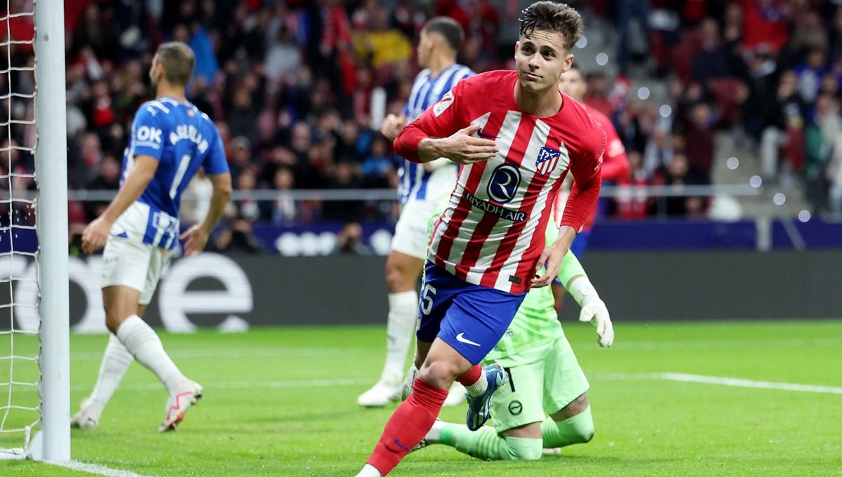 Selebrasi Rodrigo Riquelme di laga Atletico Madrid vs Alaves. (Foto: REUTERS/Isabel Infantes) Copyright: © REUTERS/Isabel Infantes