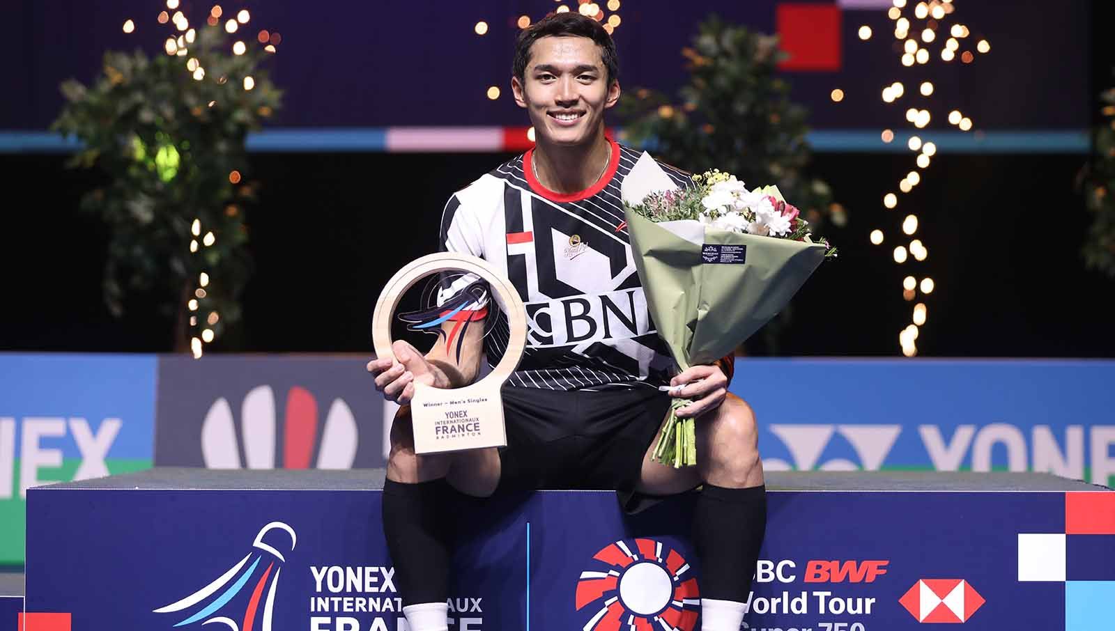 Tunggal putra Indonesia, Jonatan Christie, raih gelar juara French Open 2023. Foto: Humas PP PBSI. Copyright: © Humas PP PBSI