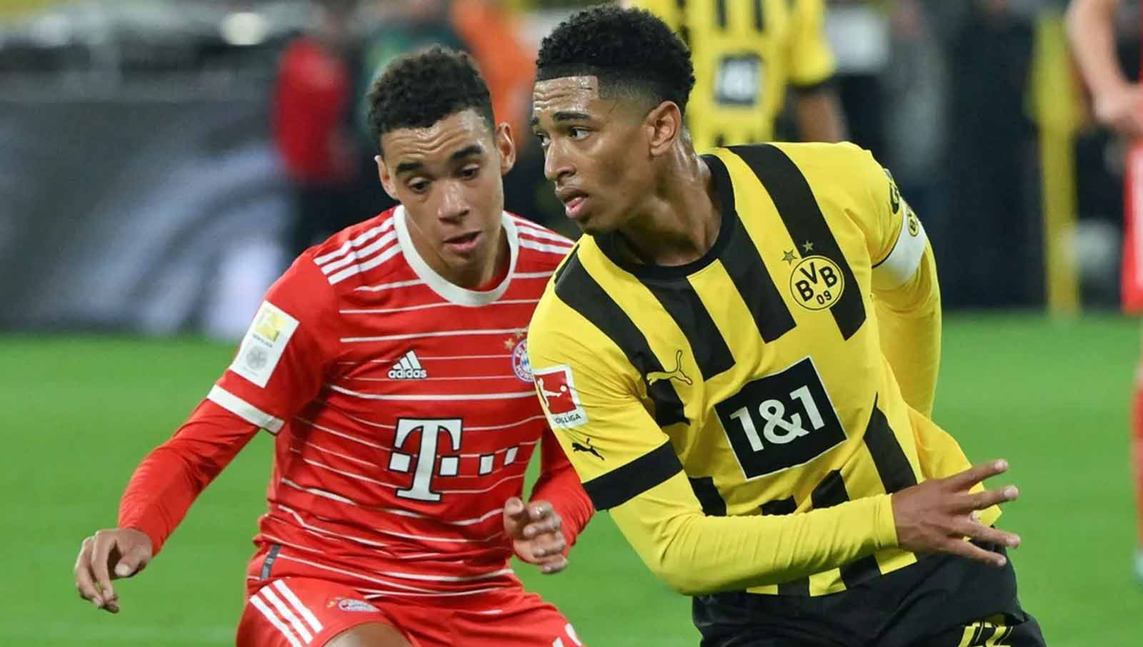 Jamal Musiala dan Jude Bellingham ketika masih sama-sama bermain di Liga Jerman untuk Bayern Munchen dan Borussia Dortmund. (Foto: bundesliga) Copyright: © bundesliga