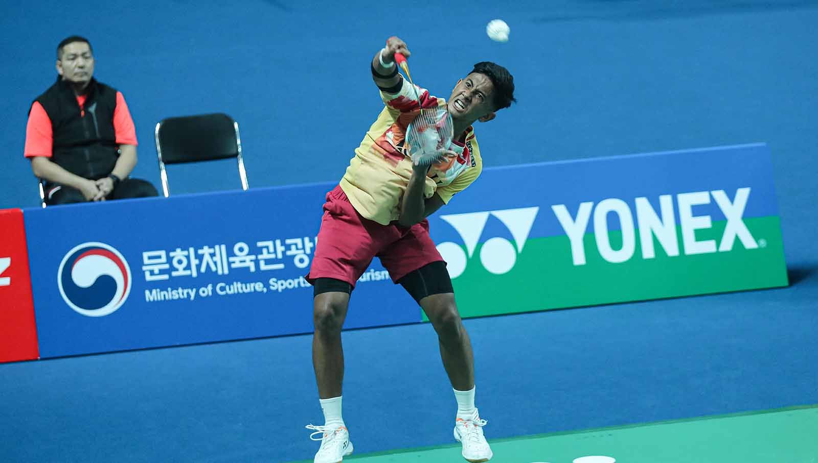Tunggal putra Indonesia Alwi Farhan di turnamen Korea Masters 2023. (Foto: PBSI) Copyright: © PBSI