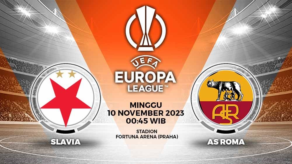 Link live streaming Liga Europa antara Slavia Prague vs AS Roma yang akan tersaji di Fortuna Arena, Jumat (10/11/23) pukul 00.45 WIB. Copyright: © Grafis: Yuhariyanto/INDOSPORT
