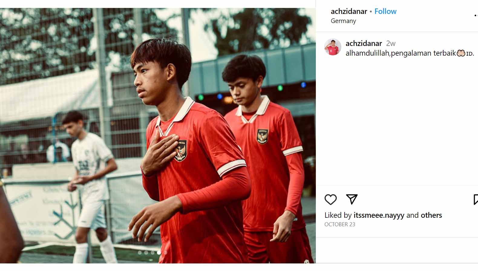 Achmad Zidan Ar Rosyid, pemain PSS Sleman di Timnas Indonesia U-17, yang akan berlaga di Piala Dunia U-17 2023. (Foto: Instagram @achzidanar) Copyright: © Instagram@achzidanar