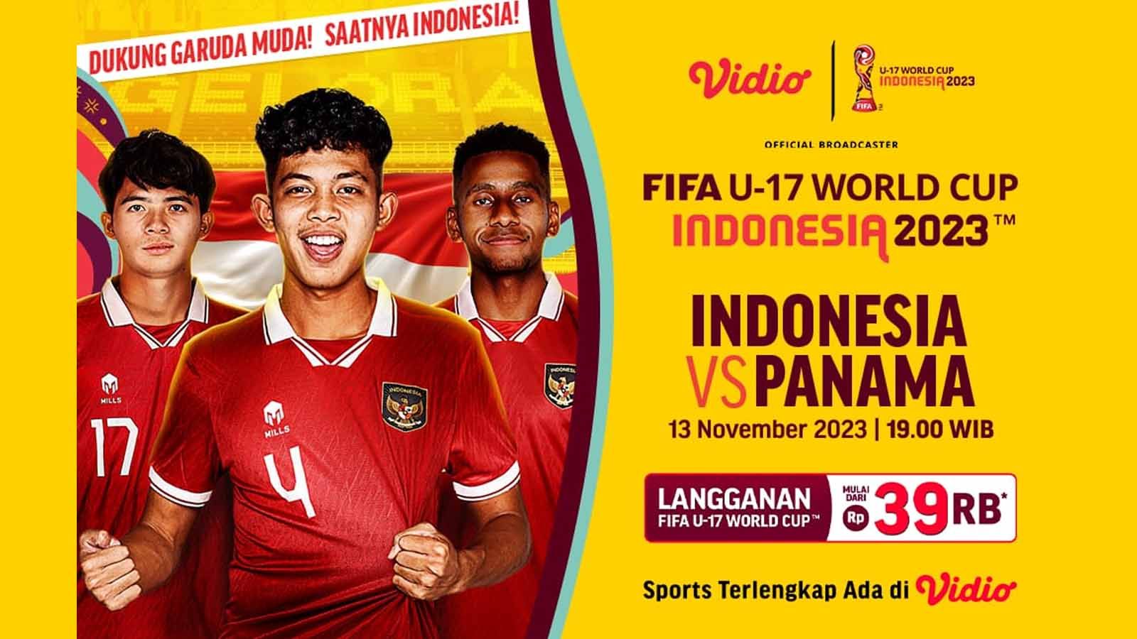 Laga Timnas Indonesia U-17 vs Panama di Piala Dunia U-17 2023 bisa disaksikan via streaming di Vidio. (Foto: vidio) Copyright: © vidio