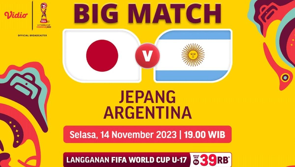 Laga Jepang vs Timnas Argentina U-17 di Piala Dunia U-17 2023 bisa disaksikan via streaming di Vidio. Copyright: © Vidio.