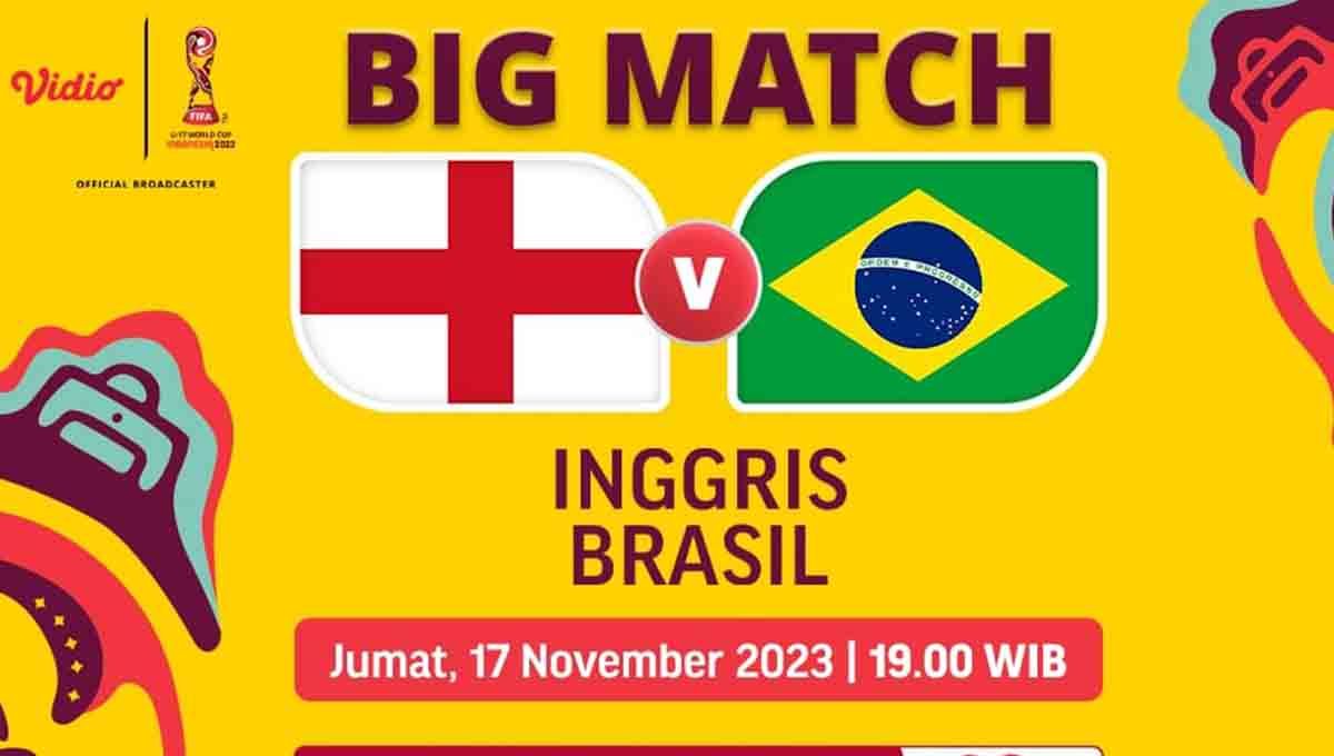 Laga Timnas Inggris U-17 vs Brasil di Piala Dunia U-17 2023 bisa disaksikan melalui Vidio. Copyright: © Vidio.