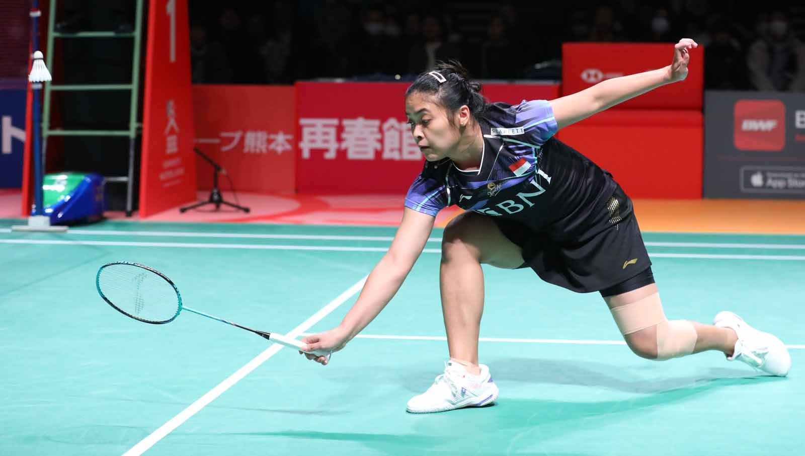Badminton lovers China kaget dengan fakta bahwa Gregoria Mariska pernah membantai Chen Yufei sebelum pertemuannya di babak final Kumamoto Masters 2023. Copyright: © PP PBSI