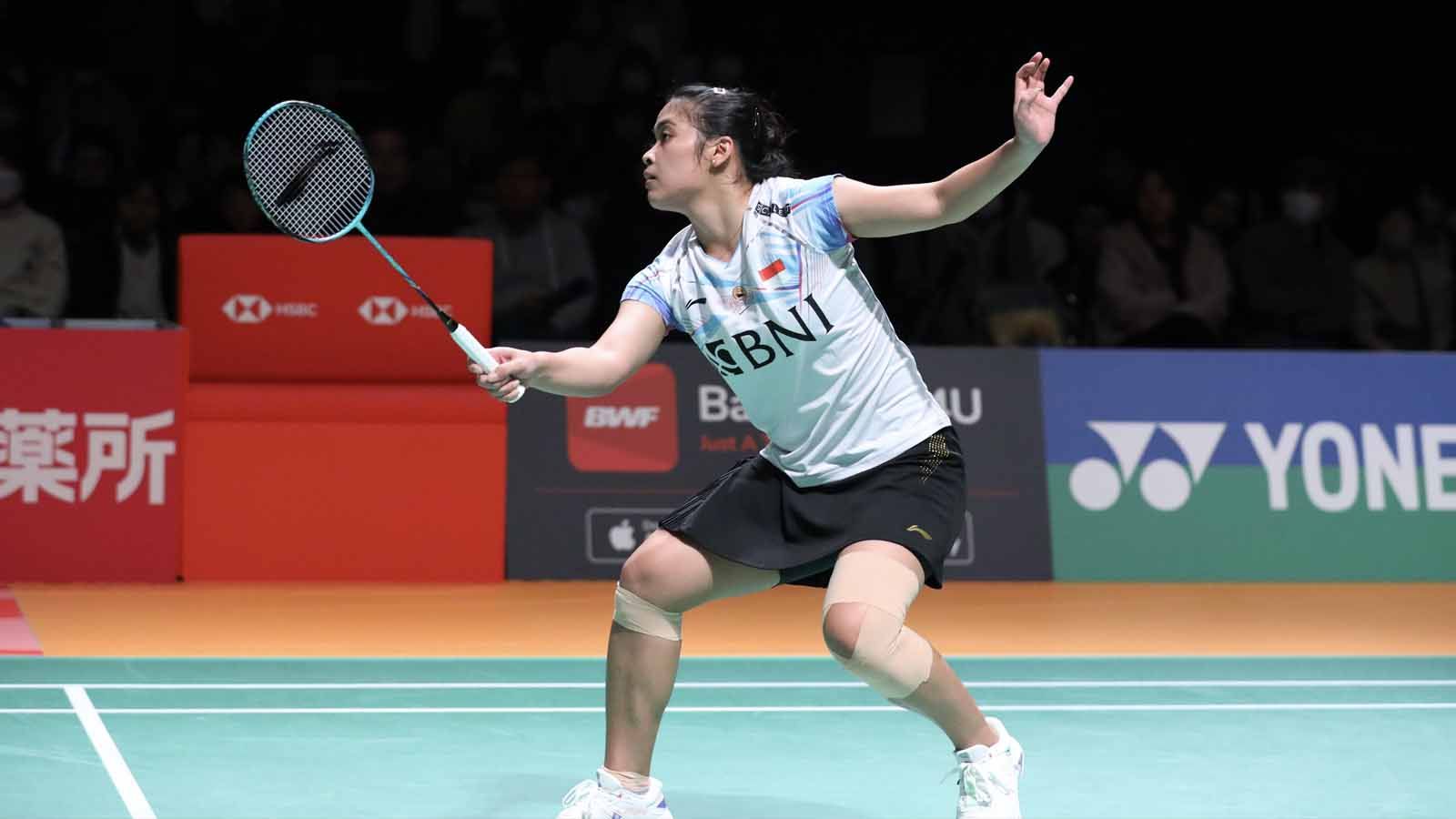 Gregoria Mariska Tunjung kandas di tangan Nozomi Okuhara di China Masters 2023. Copyright: © PP PBSI