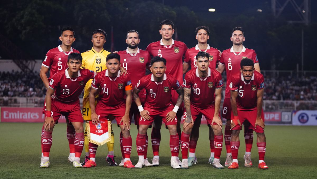 Starting eleven Timnas Indonesia saat melawan Filipina pada laga Kualifikasi Piala Dunia 2026 di Rizal Memorial Stadium, Selasa (21/11/23). Copyright: © PSSI