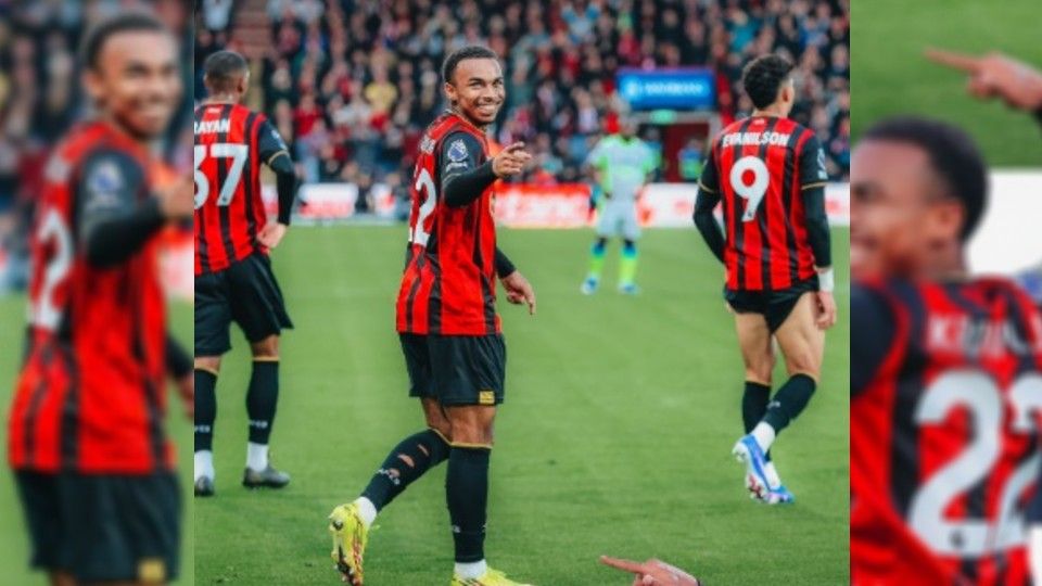 Eli Junior Kroupi melakukan selebrasi pada pertandingan Borunemouth vs Manchester City dalam laga lanjutan Liga Inggris di Vitality Stadium, Rabu (20/05) WIB. Instagram/juniorkroupi22 Copyright: &copy; Instagram/juniorkroupi22
