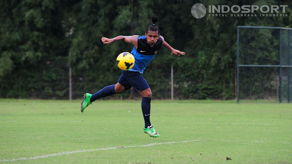 Zulham Zamrun pada saat latihan bersama timnas di lapangan Sekolah Pelita Harapan, Karawaci, Tangerang beberapa waktu lalu. Copyright: &copy; Ratno Prasetyo/ INDOSPORT