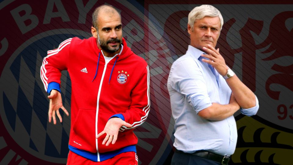Josep Guardiola (Bayern Muenchen/kiri) - Armin Veh (VfB Stuttgart) Copyright: &copy; Eli Suhaeli/INDOSPORT